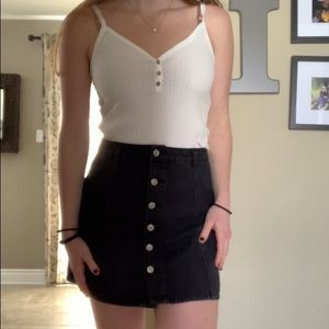 Black Denim A-Line Skirt